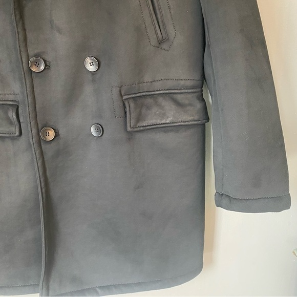 Zara Faux Suede Black Pea Coat - Picture 8 of 12